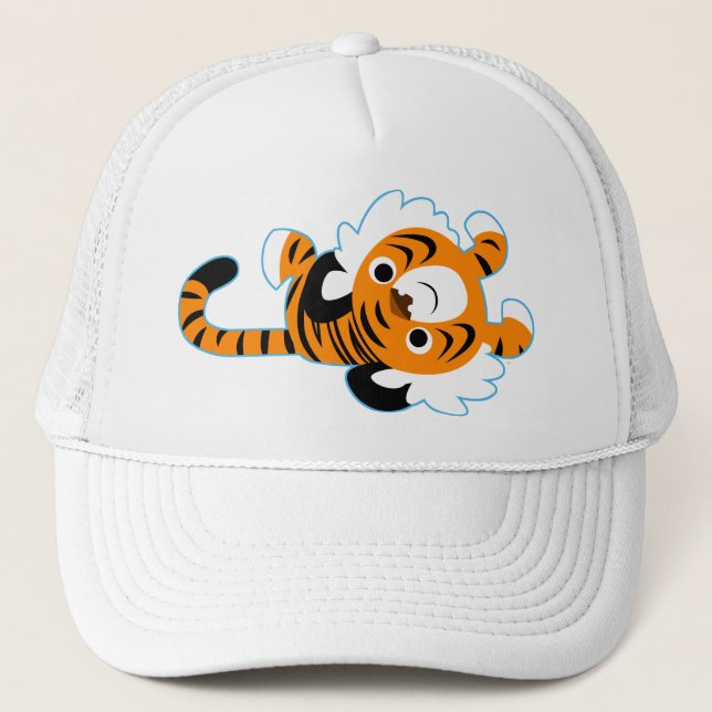 Einfache Niedliche Cartoon Tiger Hat Truckerkappe (Vorderseite)