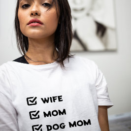 Einfache Niedliche Checkbox-Ehefrau Mama Hund Mama T-Shirt