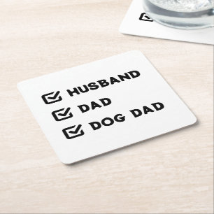 Einfache Niedliche Checkbox Mann, Vater, Dog Papa Rechteckiger Pappuntersetzer