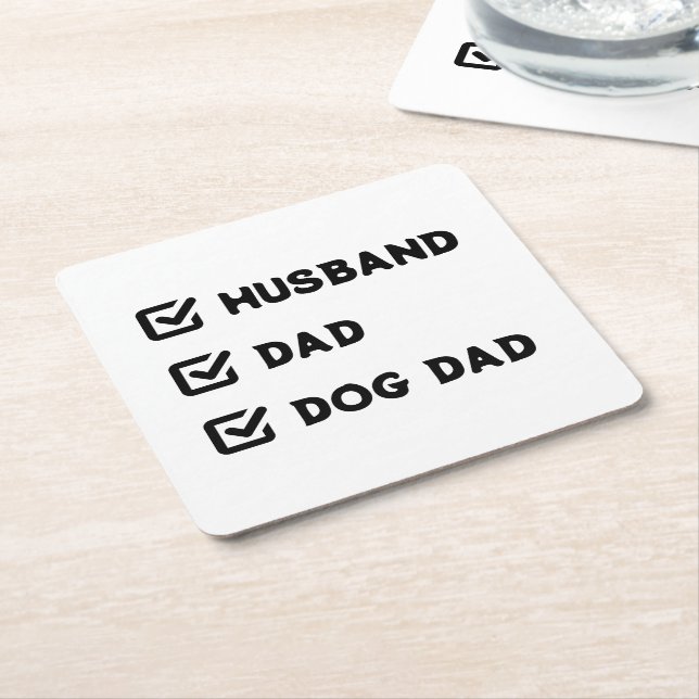 Einfache Niedliche Checkbox Mann, Vater, Dog Papa Rechteckiger Pappuntersetzer (angewinkelt)