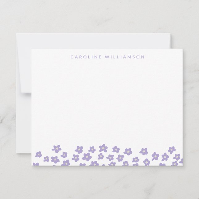 Einfache Niedliche Ditsy-Blume in Lilac Personalis Mitteilungskarte (Vorderseite)
