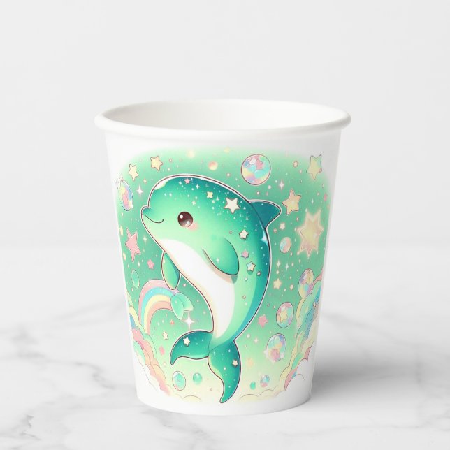Einfache Niedliche Dolphin-Babydusche Pappbecher (Vorderseite)