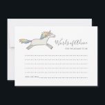 Einfache Niedliche Einhorn-Regenbogen-Wörter von R Hinweiskarte<br><div class="desc">Diese schöne, stylische Babydusche Worte der Ratenkarte, entworfen mit einer einzigartigen, handgezeichneten, unikornigen Illustration auf einem sauberen, weißen Hintergrund.</div>