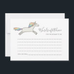 Einfache Niedliche Einhorn-Regenbogen-Wörter von R Hinweiskarte<br><div class="desc">Diese schöne, stylische Babydusche Worte der Ratenkarte, entworfen mit einer einzigartigen, handgezeichneten, unikornigen Illustration auf einem sauberen, weißen Hintergrund.</div>