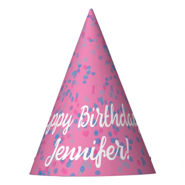 Einfache Niedliche Girly Pastel Pink Lila Blue Dot Partyhütchen (Vorderseite)