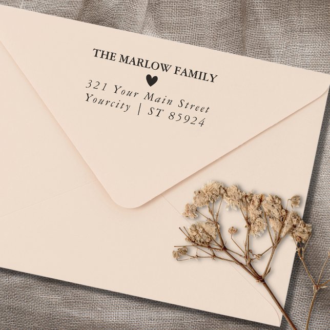 Einfache Niedliche Herzfamilie Name & Rücksendeadr Permastempel (Von Creator hochgeladen)