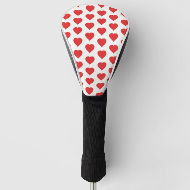 Einfache Niedliche Herzmuster Minimalistischer Sti Golf Headcover (Vorderseite)
