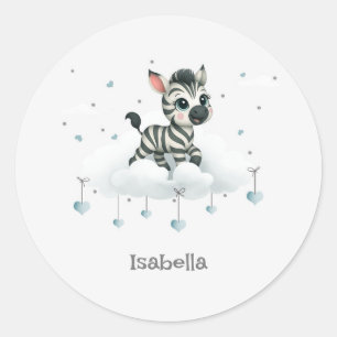 Einfache niedliche kleine Cartoon-Zebra  Runder Aufkleber