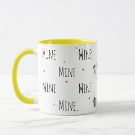 Einfache Niedliche kleine Herzen + "meine" Text |  Tasse