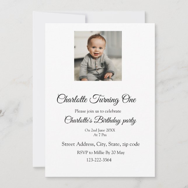 Einfache niedliche Kleinkinder mit minimaler Kinde Einladung (Vorderseite)