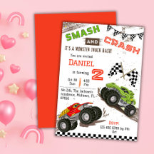 Einfache niedliche Monster LKW Kind 2. Geburtstag