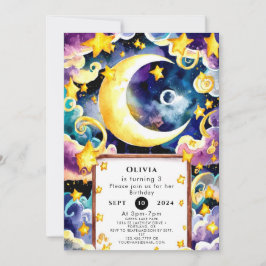 Einfache Niedliche Moon Birthday Einladung