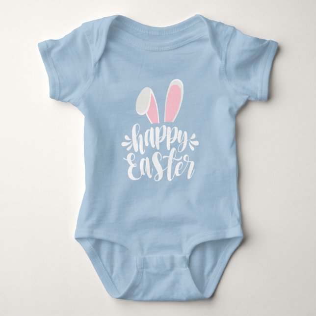 Einfache Niedliche Ohren glücklich Ostern | Bodysu Baby Strampler (Vorderseite)