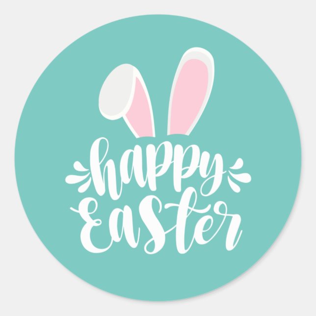 Einfache Niedliche Ohren glücklich Ostern | SIEGEL Runder Aufkleber (Vorderseite)