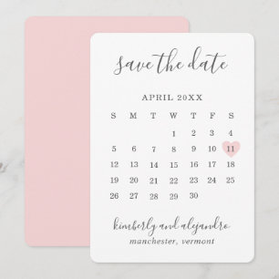 Einfache Niedliche Pink Heart Calender Wedding Save The Date