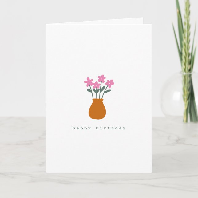 Einfache Niedliche rosa Blume Minimalistisch Gebur Karte (Vorderseite)