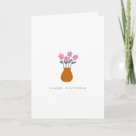 Einfache Niedliche rosa Blume Minimalistisch Gebur Karte