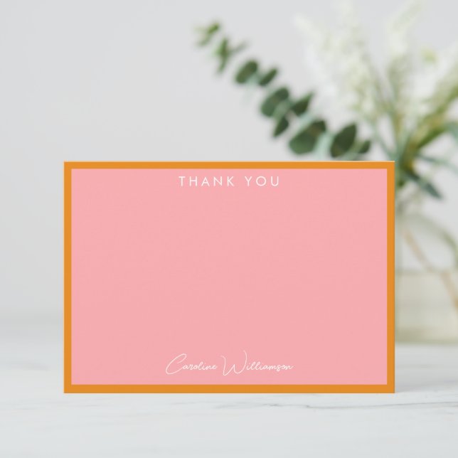 Einfache, Niedliche, rosa, orange Duschkabine Dankeskarte (Stehend Vorderseite)