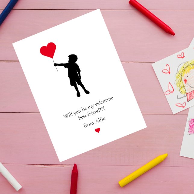 Einfache niedliche Schulkinder - moderne Valentine Feiertagskarte (Von Creator hochgeladen)
