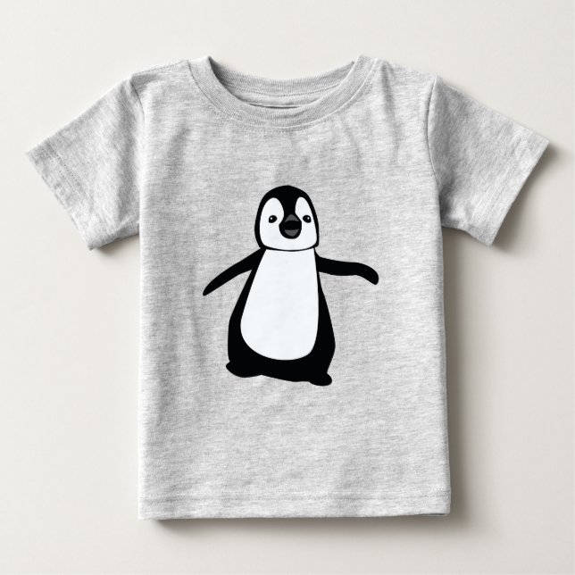 Einfache Niedliche Schwarz-Weiß-Pinguin-Abbildung Baby T-shirt (Vorderseite)