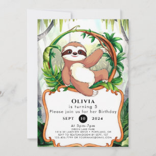 Einfache Niedliche Sloth Birthday Einladung