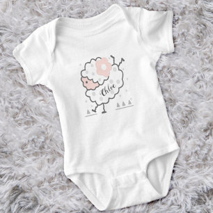 Einfache Niedliche Sprungkuppel Pink & White Baby Strampler
