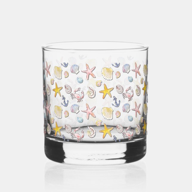 Einfache Niedliche Strandgestaltung Whiskyglas (Vorderseite)