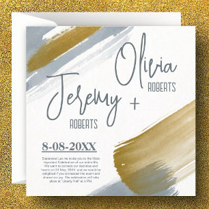 Einfache, niedliche und elegante Goldhochzeit Einladung