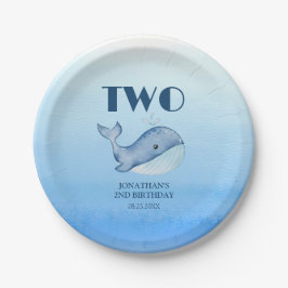 Einfache Niedliche Whale Blaue See Geburtstag Pappteller