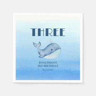 Einfache Niedliche Whale Blaue See Geburtstag Serviette