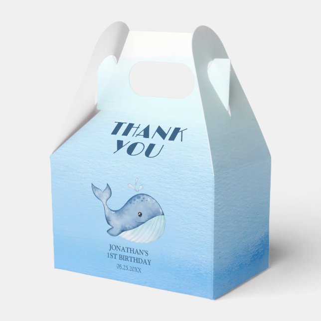Einfache Niedliche Whale Blue Sea Geburtstag Viele Geschenkschachtel (Rückseite)