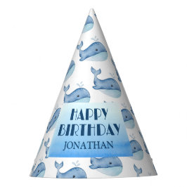 Einfache Niedliche Whale Blue Sea Happy Birthday Partyhütchen