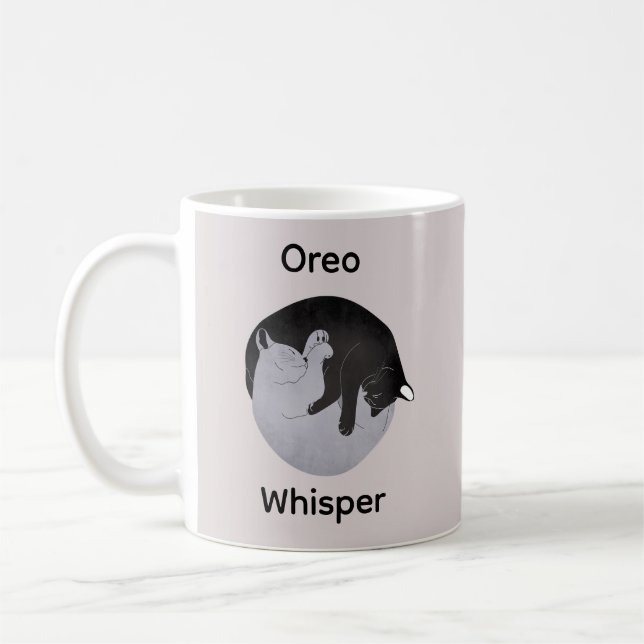 Einfache Niedliche Yin Yang White Black Cat Indivi Kaffeetasse (Links)