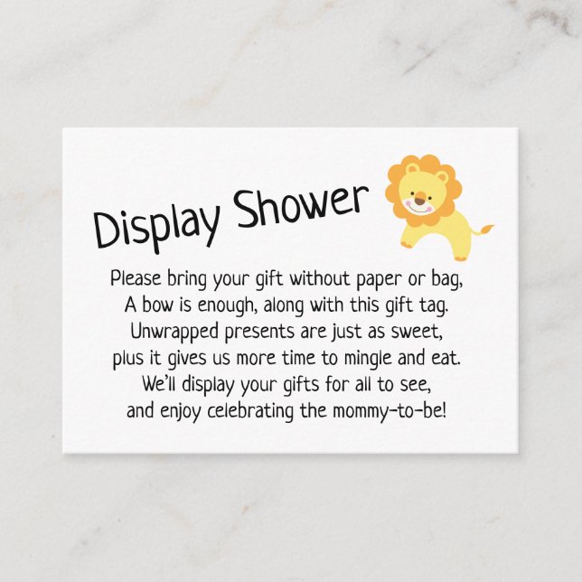 Einfache No Wrap Baby Duschkarte mit Löwe Begleitkarte (Vorderseite)