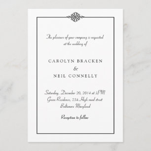 Einfache noble Schwarz-weiße Hochzeits-Mitteilung Einladung