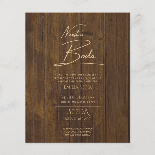 Einfache Nuestra BODA Spanischer Hochzeitstext nur Flyer (Vorne)