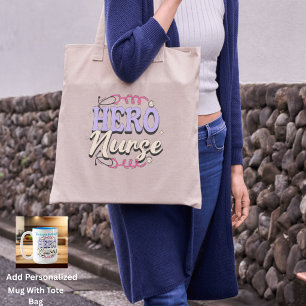 Einfache Nurse Hero Rosa und Violette Typografie Tragetasche