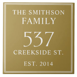 Einfache Ochre Datum etablierte Adresse Haus Plaqu Fliese