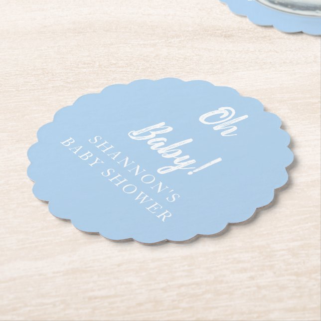 Einfache Oh Baby Light Blue Baby Dusche für Jungen Untersetzer (angewinkelt)