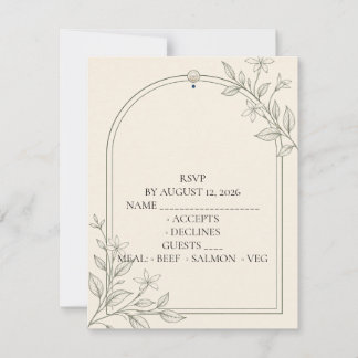 Einfache Olive Botanical Hochzeits-RSVP-Karte RSVP Karte