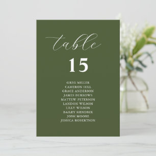 Einfache Olive Green Wedding Charts Karten