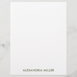 Einfache Olive Typografic Name Stationery Briefbogen