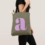 Einfache Olive und Lilac Bold Retro Monogram Initi Tasche<br><div class="desc">Einfaches Olive- und Lilac Bold Retro Monogramm Anfangsbeutel</div>