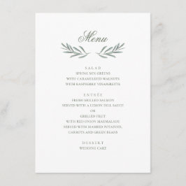 Einfache Oliven-Blätter. Italienische Hochzeit. bo Menükarte
