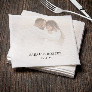 Einfache Ombre White Foto Wedding Serviette