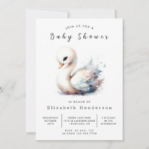 Einfache Online Swan Baby Dusche Einladung