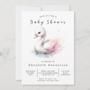 Einfache Online Swan Baby Dusche Einladung