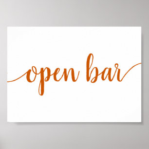 Einfache Open Bar Fall Orange Any Event Sign Poster