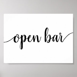 Einfache Open Bar Schwarzes Skript Jedes Ereigni Poster