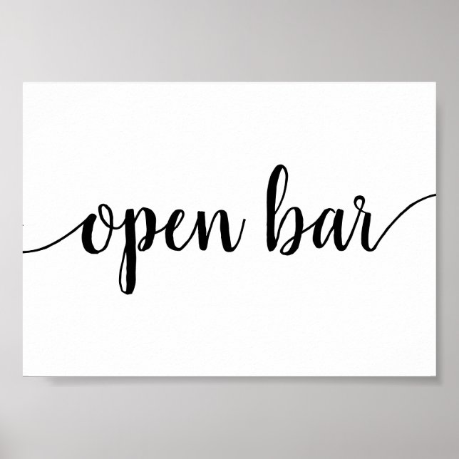 Einfache Open Bar | Schwarzes Skript Jedes Ereigni Poster (Vorne)